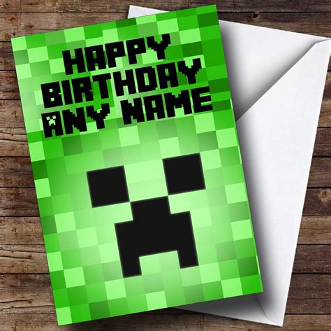 minecraft birthday card printable customize  print
