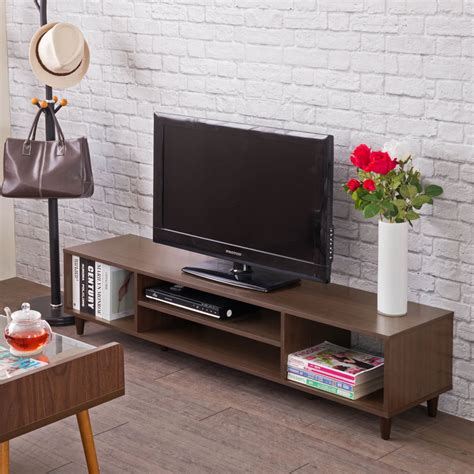 wood tv stand media console   open shelves modern tv cabinet