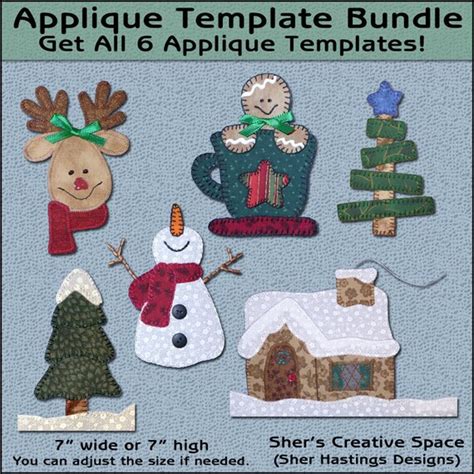christmas applique template bundle vol  snowman applique