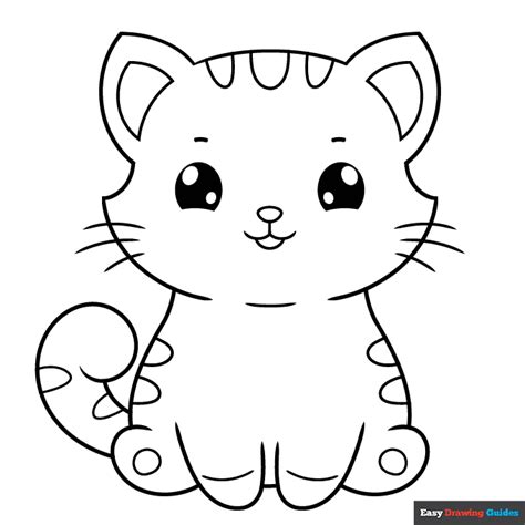 cute cartoon cat coloring page easy drawing guides
