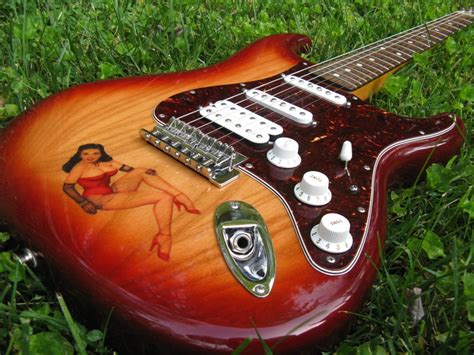 vintage pin up girl guitar decals waterslide or static