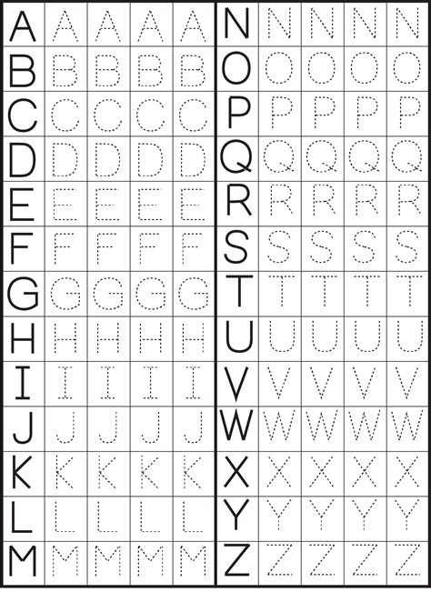 printable letter tracing worksheets  kindergarten preschool