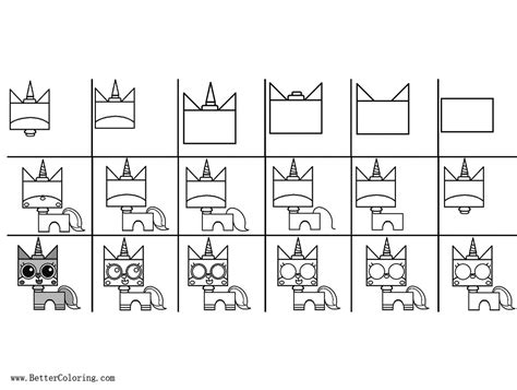 draw unikitty coloring pages step  step  emilymason