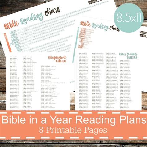 bible   year reading plans chart bible reading chart etsy