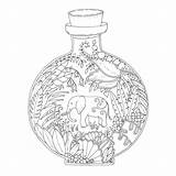 Johanna Basford Colorear Erwachsene Designweek Botellas Malbuch Expedition Inky Urano Ausmalen Fasching Jungla sketch template