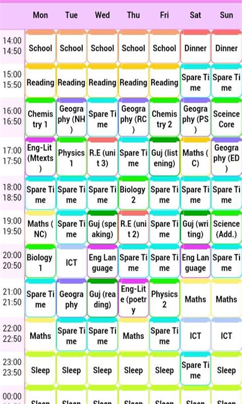 revision timetable template organize  study schedule