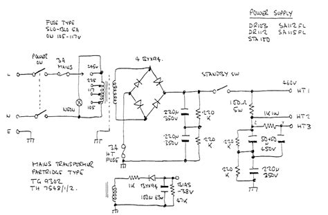 watt hiwatt amplifier model dr  power supply schematic circuit diagram