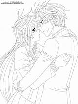 Anime Coloring Pages Couple Cute Couples Kissing Wolf Getdrawings Timeless Miracle sketch template