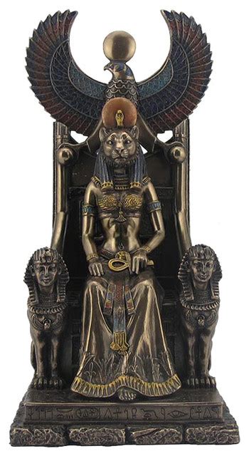 Egyptian Goddess Sekhmet Sitting In Throne Egyptian