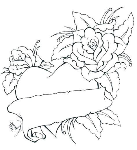 coloring pages  hearts  roses  getcoloringscom