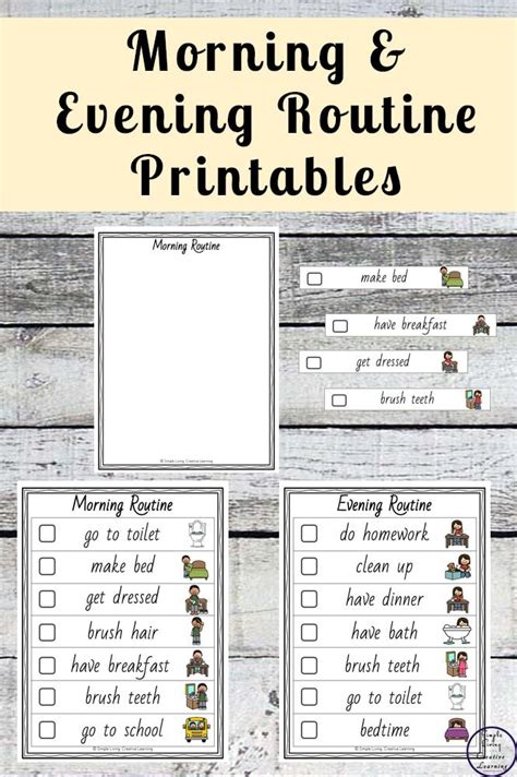 visual schedules    daily routine printables