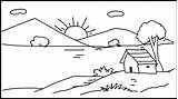 Drawing Sunrise Secenery sketch template