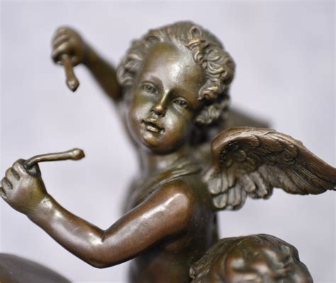 french bronze casting trio cherubs cherub putti signed nick statue