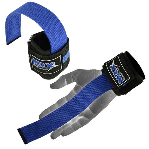 mrx weight lifting bar straps  wrist wraps heavy duty bodybuilding workout gym strap blue