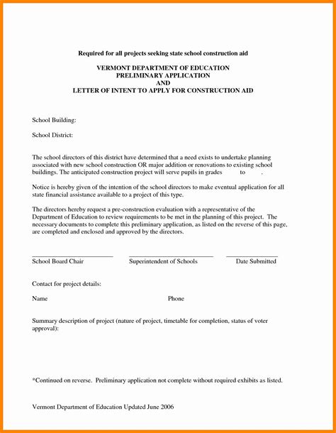 construction letter  intent template inspirational subcontractor