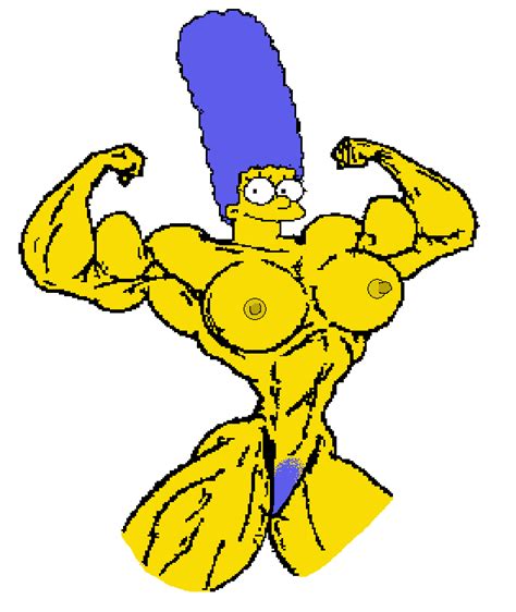 rule 34 breasts color female female only flexing front view human marge simpson muscles
