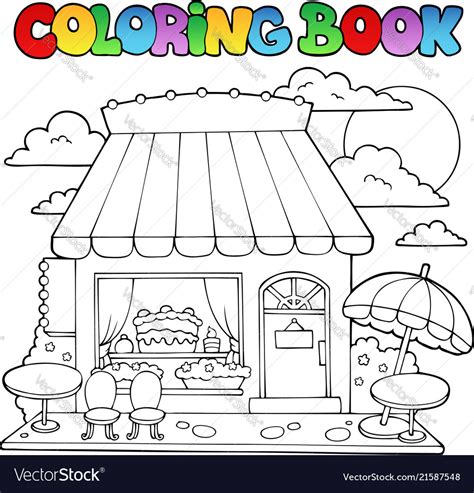 coloring book cartoon candy store royalty  vector image