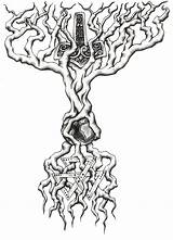 Yggdrasil Tatouage Biomechanical Baum Mythologie Nordische Enregistrée Thors sketch template