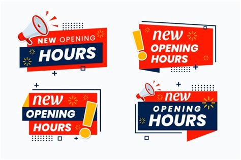 vector  opening hours sign collection