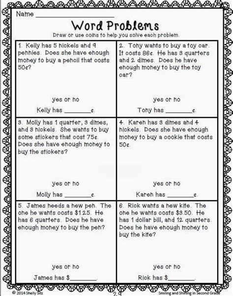 grade money word problems worksheets worksheets master