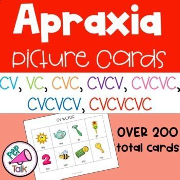 apraxia picture cards  speech therapy  work  apraxia syllable