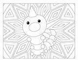 Pokemon Coloring Mandala Weedle Pokémon Kakuna Pages Windingpathsart Adult Caterpie Raskrasil sketch template