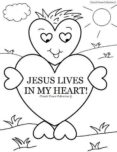 valentines day coloring page  sunday school jesus lives   heart