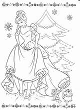 Coloring Pages Disney Christmas Cinderella Characters Princess sketch template
