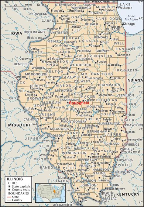labeled map  illinois  capital cities