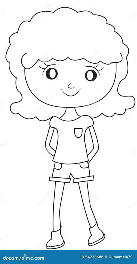 girl   curly hair coloring page stock illustration illustration