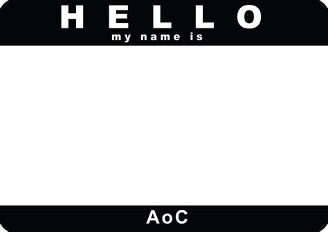 1x A4 Hello My Name Is Black Template Soar [aoc