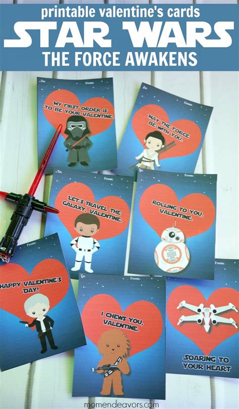 printable star wars  force awakens cute valentines cards