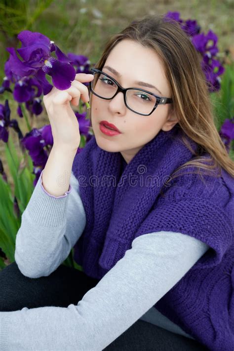 beautiful blonde teen with glasses violet dress royalty