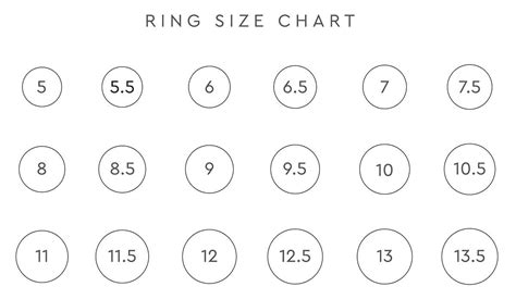 ring size chart printable  printable blank world