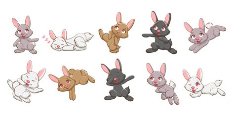cute cartoon bunny set  vector art  vecteezy