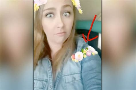 snapchat filter picks up ghost like face lurking next to shocked woman