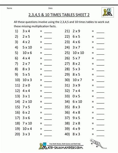 multiplication warm  worksheets times tables worksheets