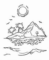 Coloring Pages Island Sunset Tropical Cartoon Printable Color Drawing Az Kids Sunrise Pirate Colour Print Sheets Islands Younger Fun These sketch template