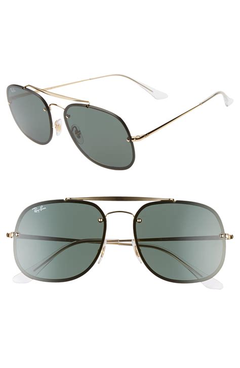 ray ban 58mm square aviator sunglasses in gold metallic for men lyst