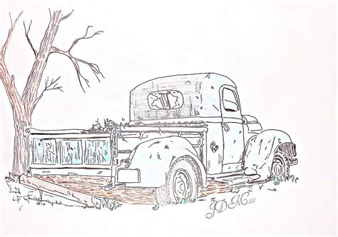 rusty  truck drawing  janet moss pixels