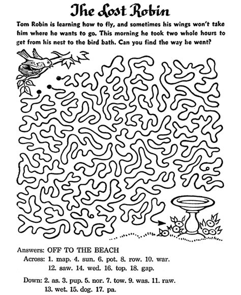 maze activity sheet pages kids challenging lost robin maze activity