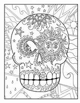 Coloring Pages Skull Sugar Dead Adults Adult Rock Band Skulls Print Candy Printable Sheets Hard Book Colouring Mandala Books Moon sketch template