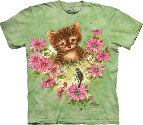 curious kitten cat shirt sweet kitty cat among flowers sm 5x ebay