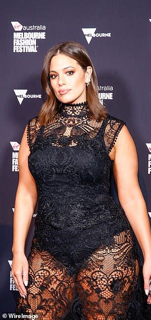 Ashley Graham Flashes Her Underwear In A Black Lace Frock At Melbourne