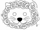 Lion Mask Coloring Cute sketch template
