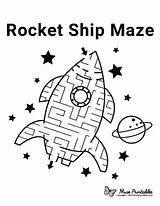 Maze Rocket Ship Mazes Space Kids Printable Museprintables Worksheet Activity Worksheets Preschool Activities Easy Choose Board Milkshake sketch template