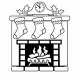 Fireplace Christmas Coloring Mantle Pages Stockings Clipart Easy Drawing Kids Stocking Clock Sheet Draw Color Print Drawings Santa Printable Childrens sketch template