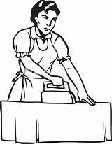 Ironing Clothes Lady Illustration sketch template