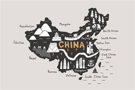 China Map Tourist Map Svg Pre Designed Photoshop Graphics ~ Creative