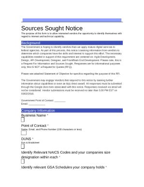 responding   sources sought notice ssn request  template